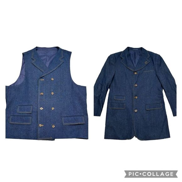 Brand new without‎ Tags Vittorio St. Angelo Mens Denim Blazer and Jacket 44 Long